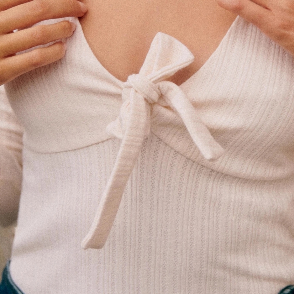Sezane White Ribbed Top - Picture 2 of 10